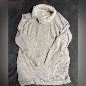 Isabel Maternity Sherpa collar sweater with button neck